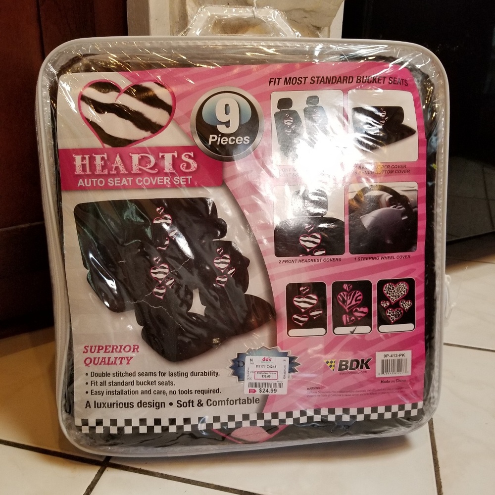 Girly car seat covers, 2 bucket seats and rear 1 c